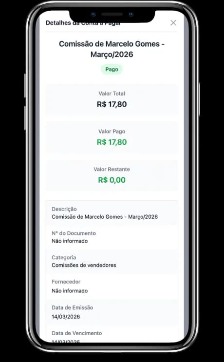 Comissão integrada ao Contas a pagar no EtiquetAi