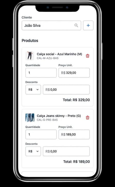 Venda pelo celular com leitura de código de barras pela câmera