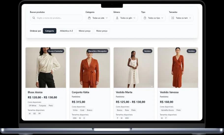 Catálogo digital do EtiquetAi exibindo os produtos da loja no celular