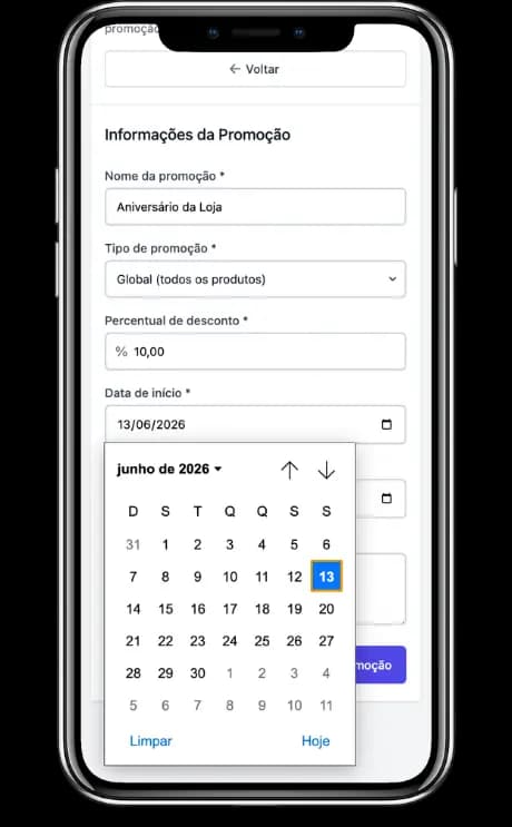 Agendamento de promoção no EtiquetAi com data de início e fim